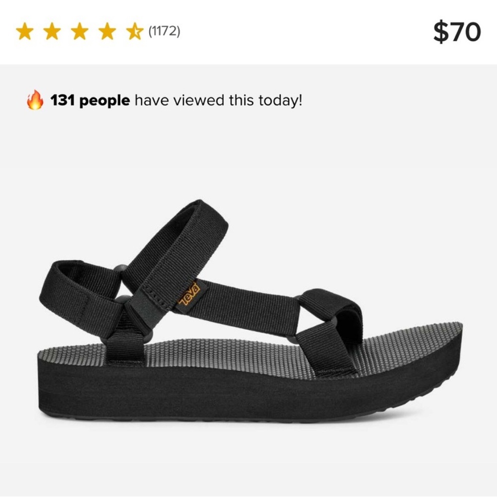 Teva Black Platform Strap Sandal